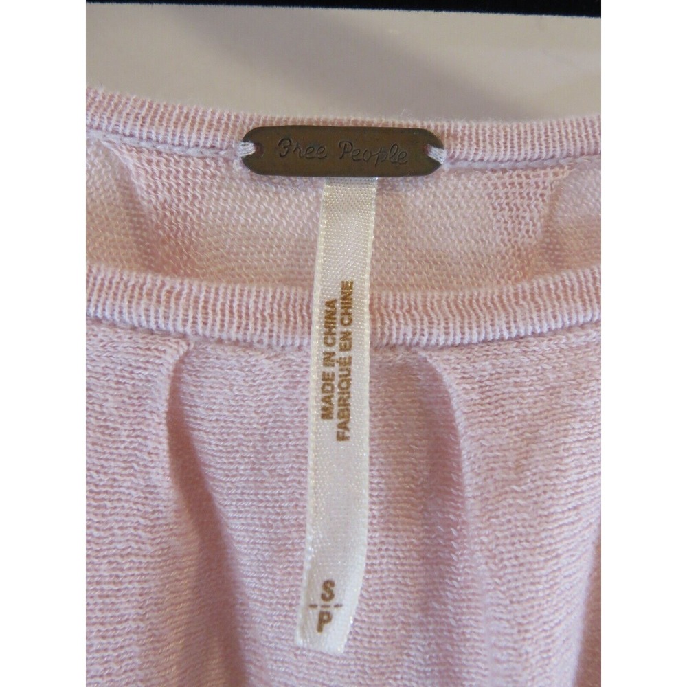 Free People  Tunic Top Pink Embroidered Kimono Sleeve Smocked Waist NWOT Small S - Picture 3 of 4